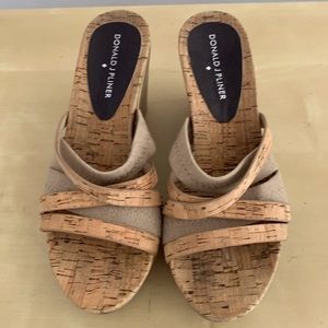 Donald J Pliner Womens’ Jean Leco Beige Cork Wedge Sandals SIZE 7